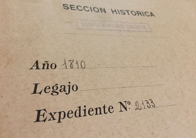 Portada de documento histórico de 1810