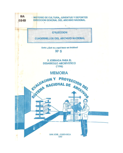 portada del libro Evaluación y Proyección del Sistema Nacional de Archivos